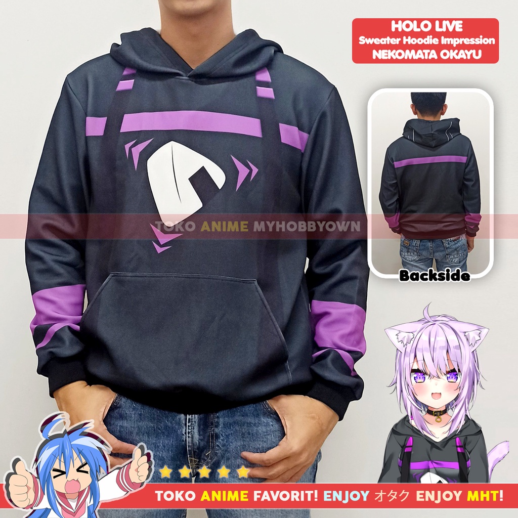 Jaket Hoodie Sweater Anime Holo Live Nekomata Okayu Impression Cosplay