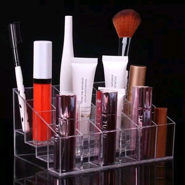 Rak Lipstik Organizer Akrilik Kotak Penyimpanan Lipstick Make Up Organizer Kosmetik