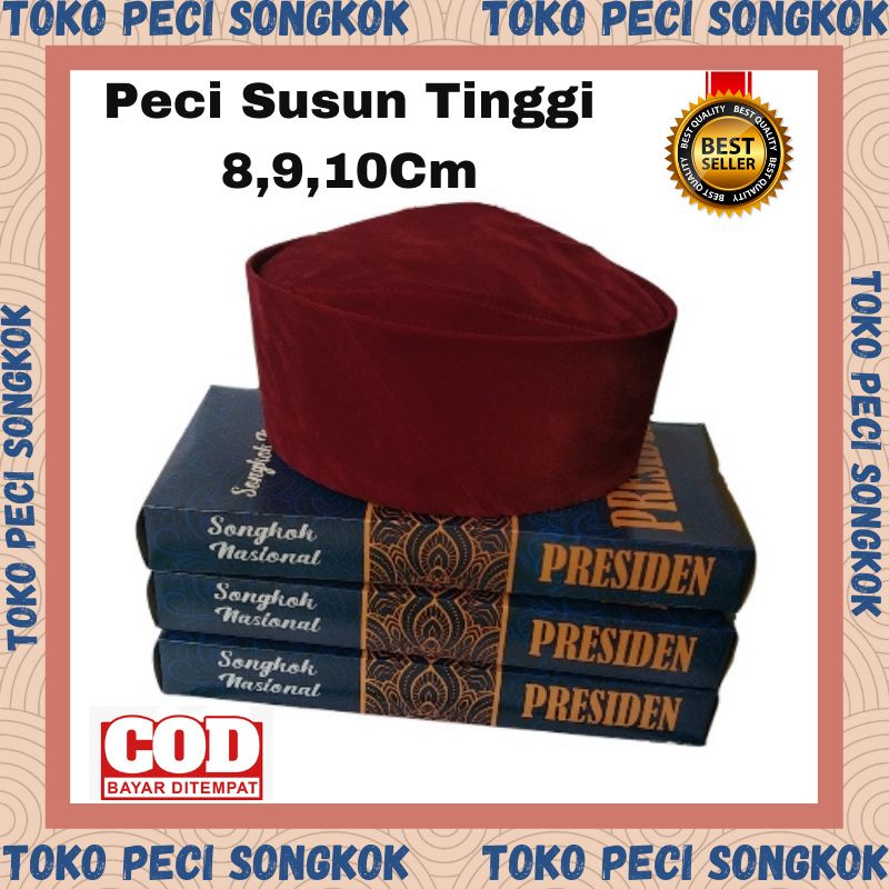 PECI SUSUN  MERAH MARON / SONGKOK SUSUN MERAH / KOPIAH SUSUN MERAH MAROON PECI BETAWI Kopyah susun