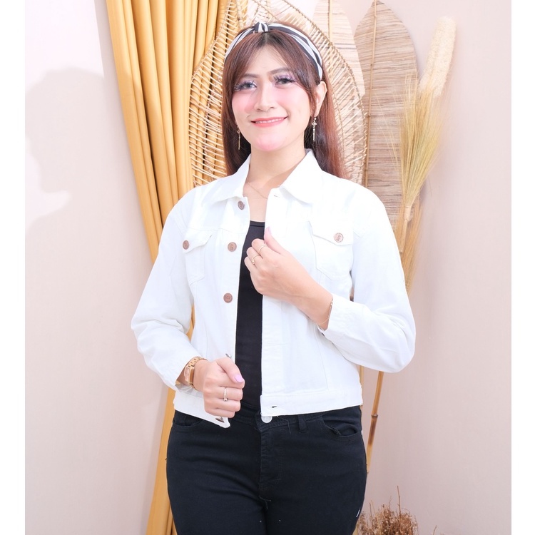 NEW ARO - JAKET CROPTY JEANS PUTIH // WITNEY JAKET JEANS PUTIH WANITA