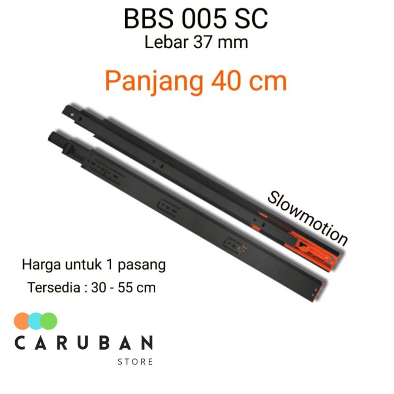 Rel Laci 40 cm Slowmotion Taco / Rel Laci lebar 37 mm Soft Closing / Taco BBS005SC