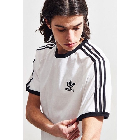 Baju Kaos Adidas Black List Putih California Logo Bordir