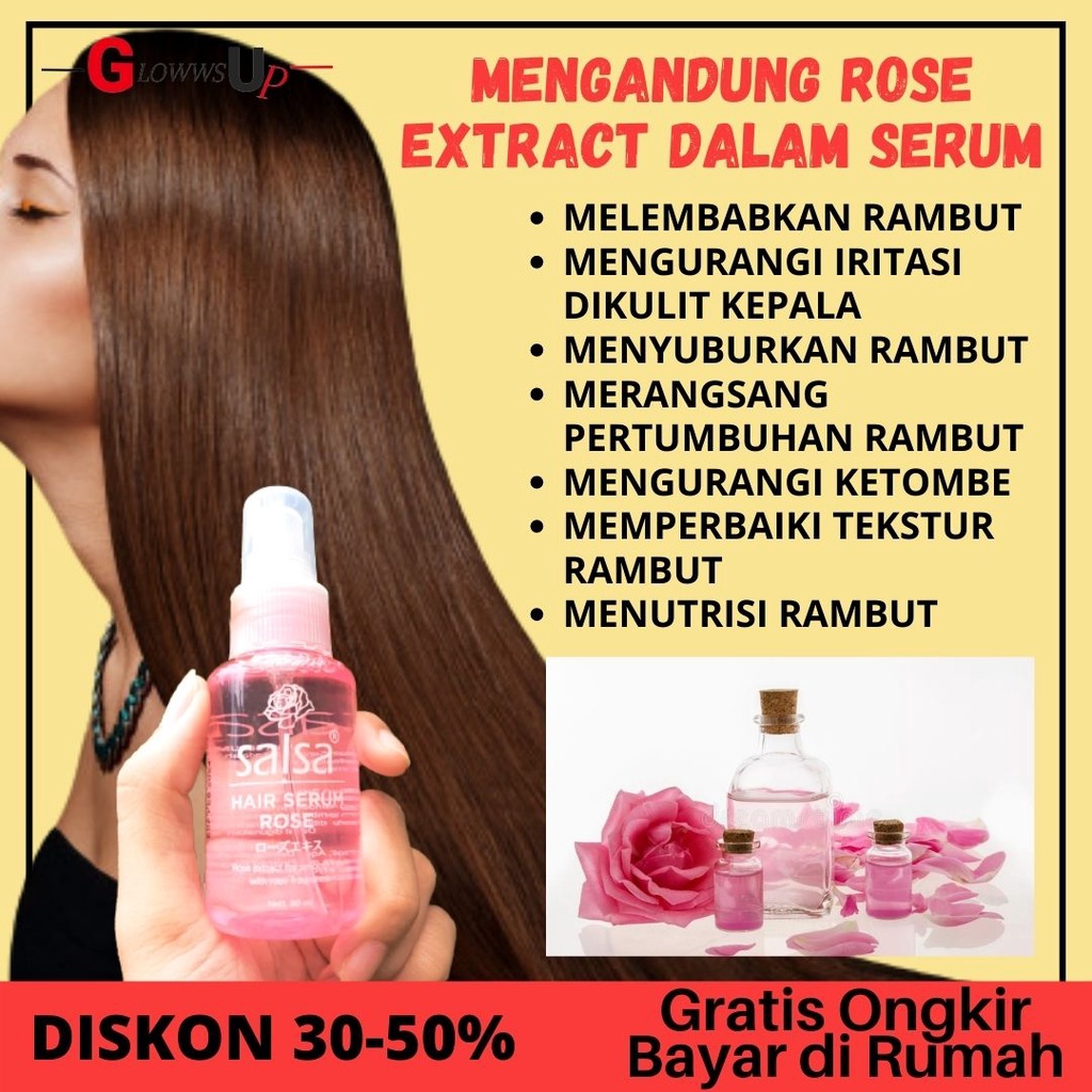 PELURUS RAMBUT SALSA HAIR SERUM ROSE 80ML ORIGINAL BPOM SERUM RAMBUT KERING TREATMENT RAMBUT