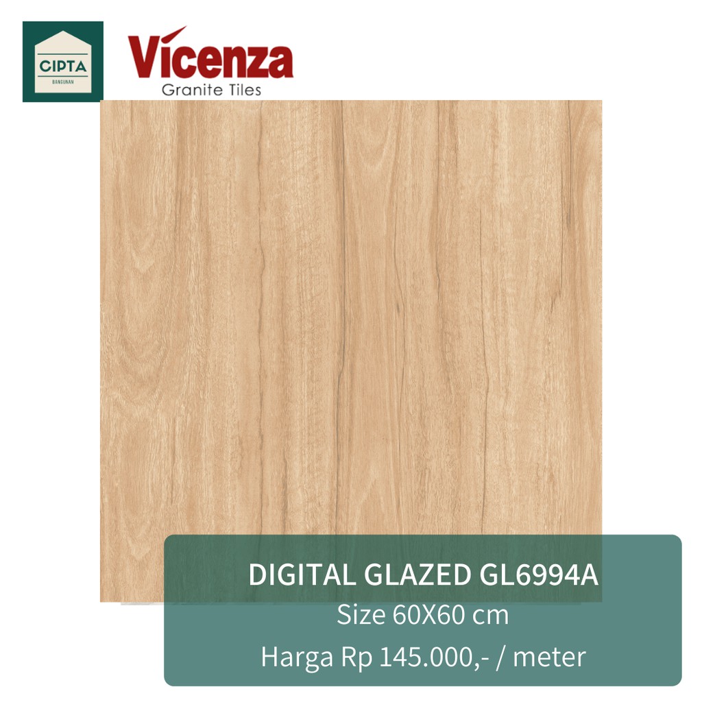 GRANIT/ GRANITE TILE VICENZA DINDING/ LANTAI 60X60 GLAZE MOTIF KAYU TUA