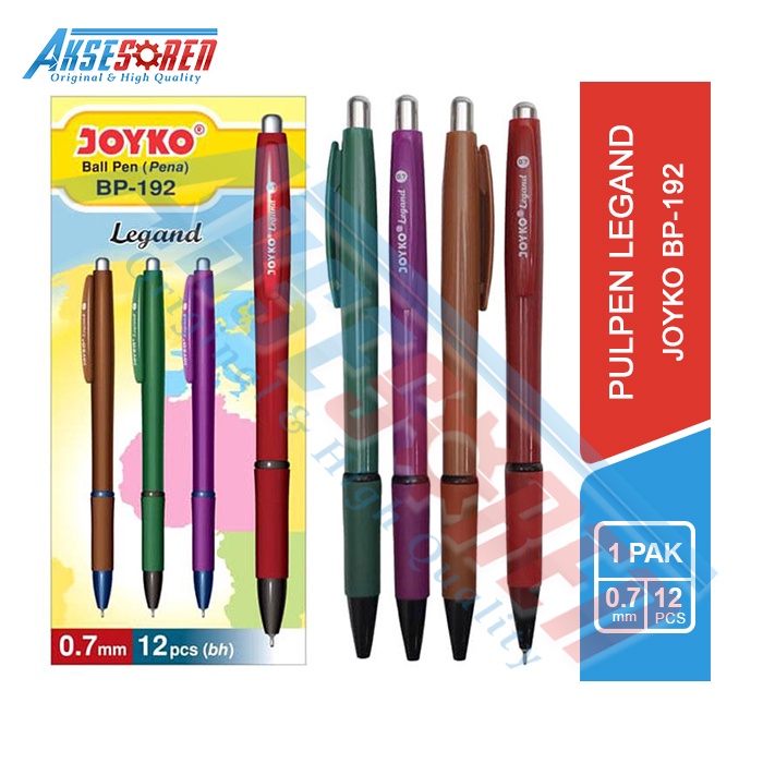 

Pulpen Joyko Legand [BP-192/12 pcs] / Ballpoint Pena Pen [0.7 mm/1 Pack] Tinta Hitam