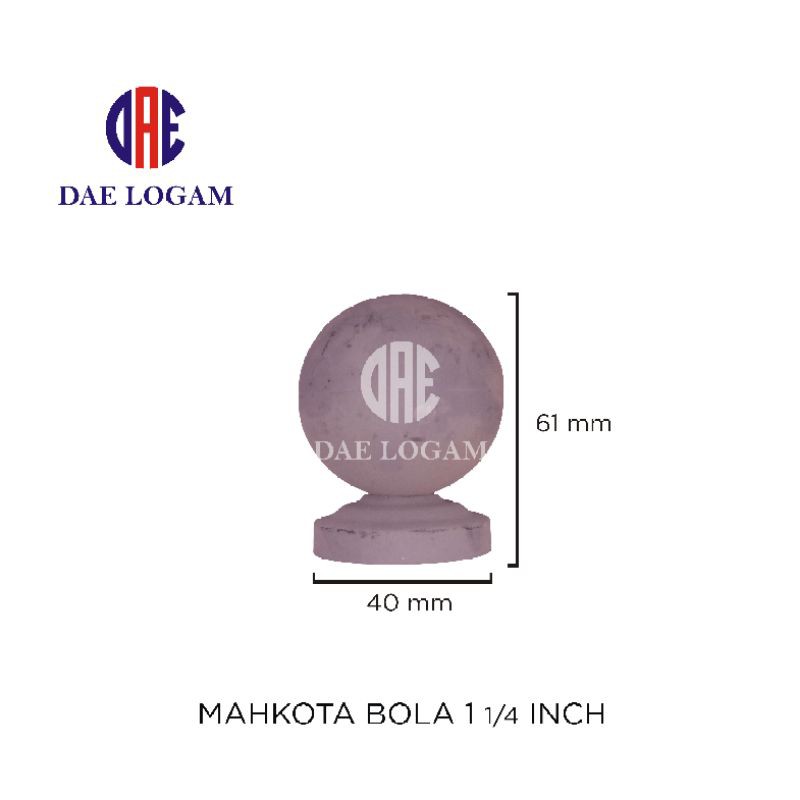 Ornamen Pagar Besi Mahkota Bola 1 1/4 Inc