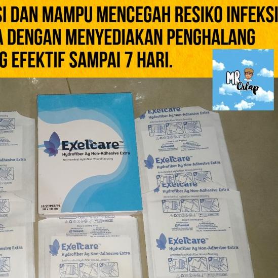 ✱ Pembalut Luka Modern Exelcare Hydrofiber Ag (Silver) 10x10 cm ➹