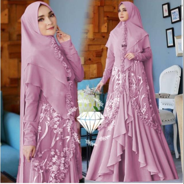 SYARI NIRINA BROCADE, BRUKAT MOSCREPE, GAMIS HIJAB MUSLIM, DRESS