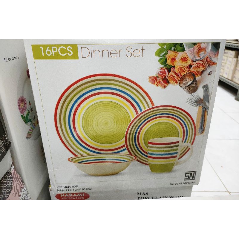 dinner set keramik 16 pcs merk Nakami (per set)