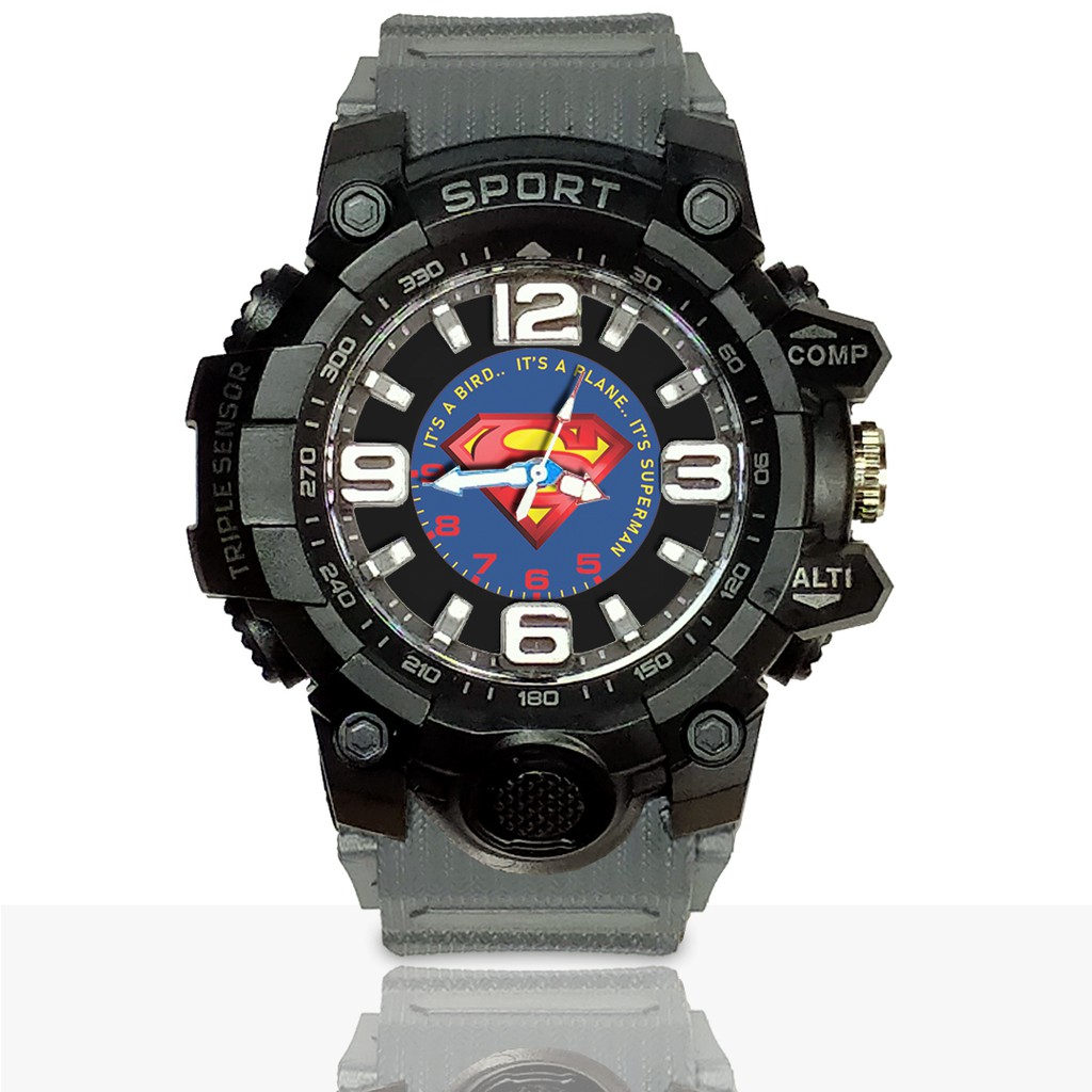 Jam Tangan Custom SUPERMAN motif 1 Ruber- Water Resistant