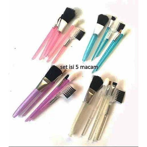 Kuas Make Up Set 5 Kuas Kosmetik 5 in 1 Harga Per Set Brush Makeup Pembersih Wajah Murah Alat Cantik