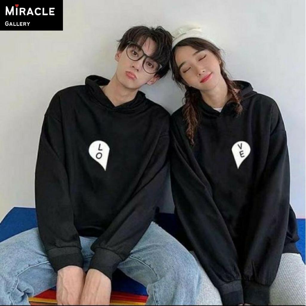 Sweater Hoodie Couple / Jaket pasangan LOVE LO VE Bahan Fleece Premium