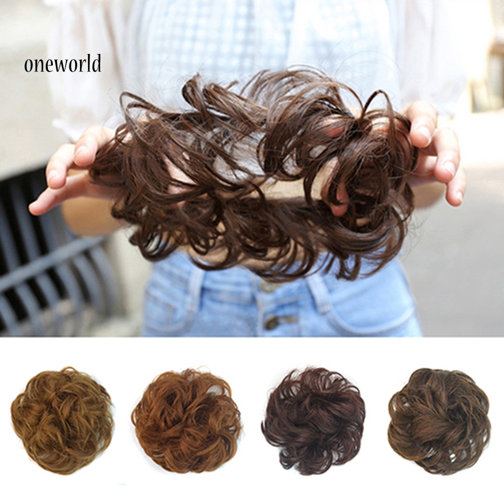 Wig Rambut Ekstensi Model Gelombang Messy Donat Untuk Wanita