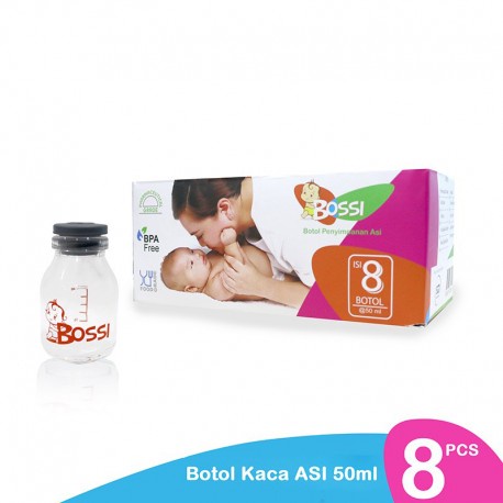 Botol ASI BOSSI Kaca 50ml 100ml isi 8 botol asi ASIP ASI Perah BPA FREE Termurah BKA Babymaniashop