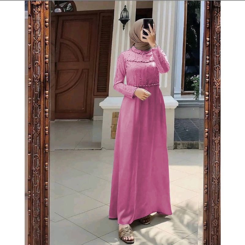 HELEN MAXY SONIA DRESS SIZE STANDAR DAN JUMBO MUTIARA MAXY BRUKAT JUMBO MODERN GAMIS KONDANGAN SIMPLE MEWAH LILAC WARNA WARDAH GAMIS BRUKAT SUPER JUMBO
