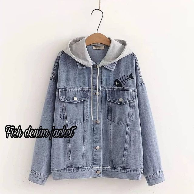 Fish denim jacket terbaru 2021 / jaket levis wanita / jaket jeans wanita kekinian / jaket modern
