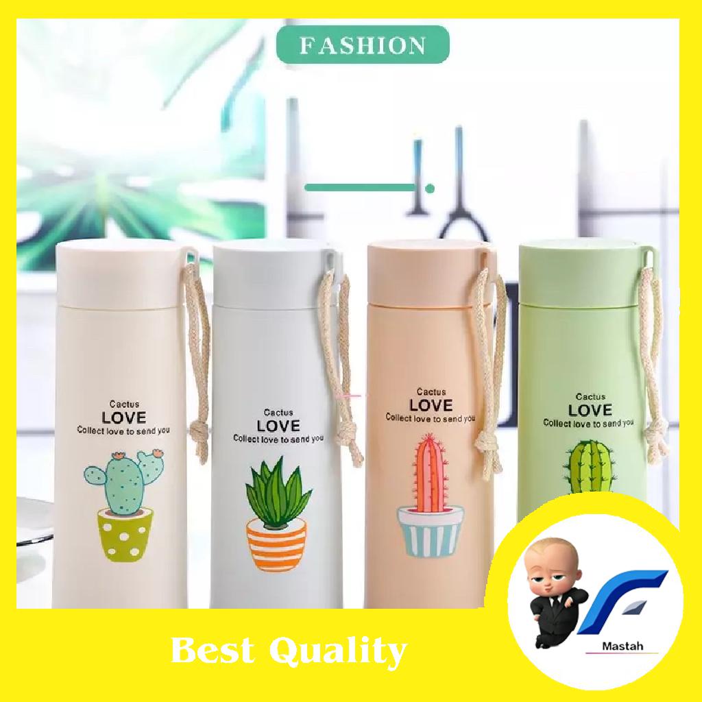 BOTOL KACA Termos Tumbler Unik Motif Tanaman Cactus Kaktus Animal  450 ML Botol Unik Botol Olahraga