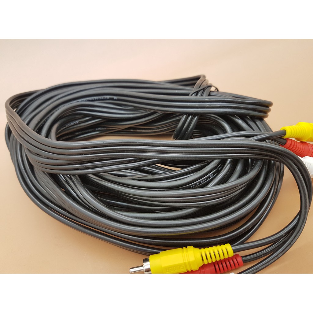 Kabel RCA 3 K 3 Male Panjang 10 meter Merk SUOER 3 jalur ( Cable RCA )