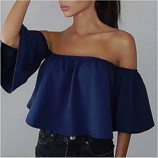 TERMURAH Korea Sabrina Blouse Baju  Crop  Wanita  Cewek 