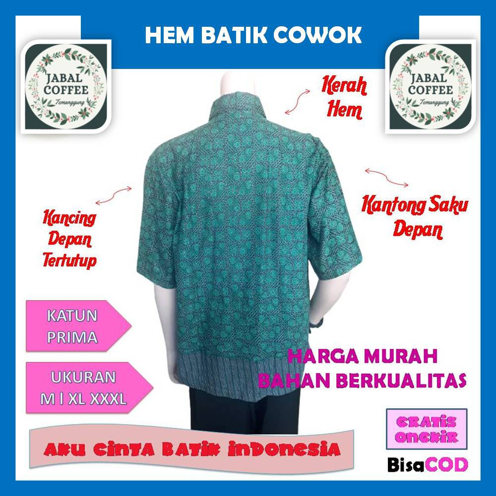 Atasan Pendek Panjang Hem Kemeja Batik Prima / Baju Atasan Batik Pria Dewasa M L XL XXL J22