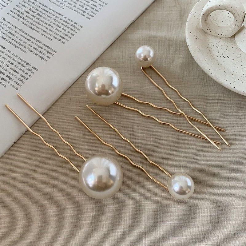 Ark.co - Pompadour pearl hair pin tusuk rambut konde mutiara