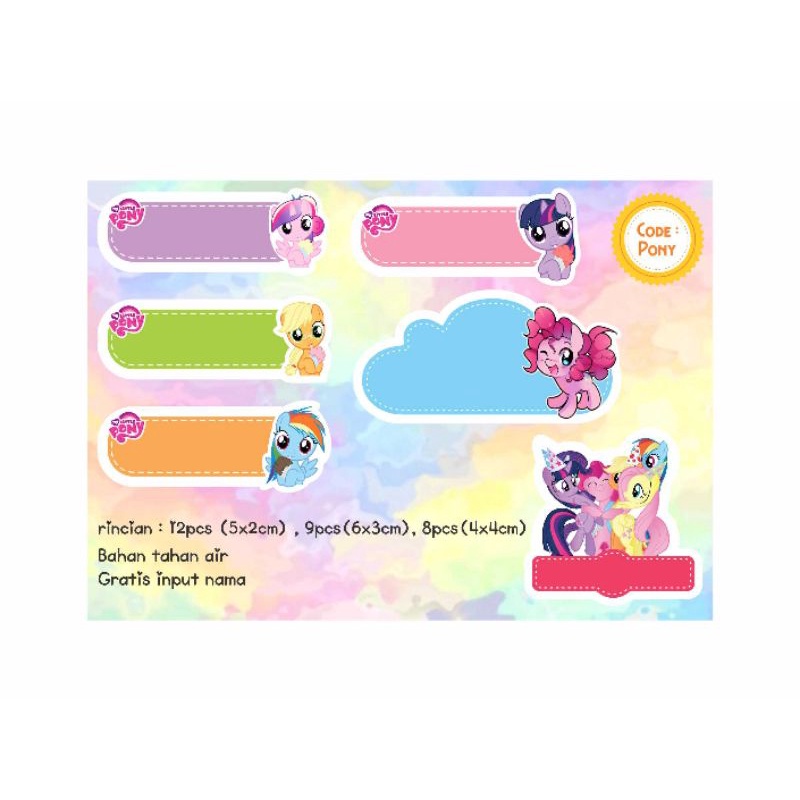 

STICKER LABEL NAMA CUSTOM character LITTLEPONY