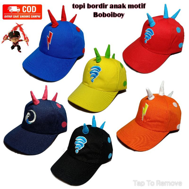 topi bordir Boboiboy/topi Boboiboy / topi bordir anak anak/topi karakter bobiboy