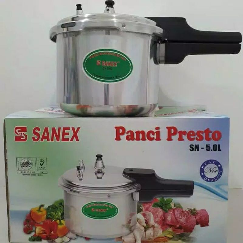 Sanex Panci Presto Mini / Kecil 5 Liter SN - 5.0l Warna Hitam Brilliant Coating Anti Gores dan Karat