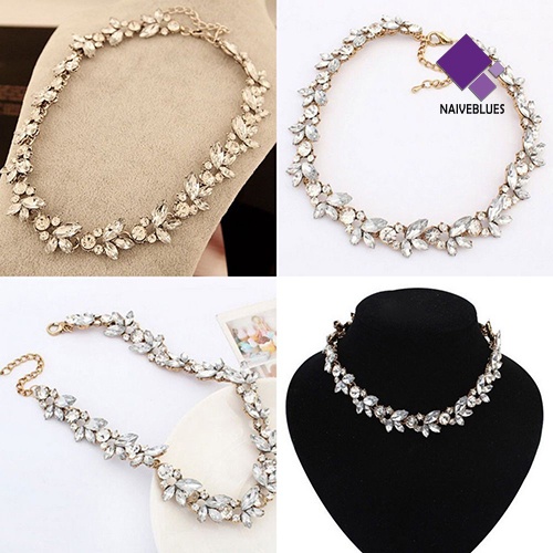 Kalung Choker Desain Bunga Aksen Kristal Gaya Vintage Untuk Wanita