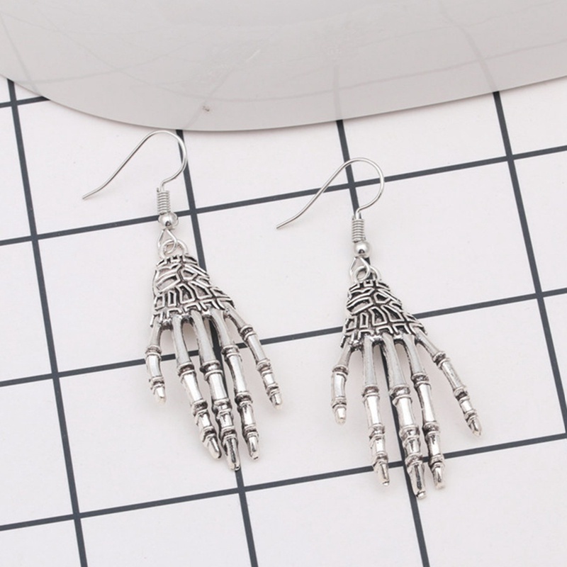 Vintage Punk Metal Earrings Skeleton Hands Spider Earrings Men Women Ear Jewelry