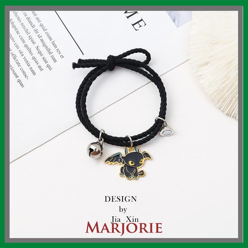 2 Pcs Fashion Magnet Gelang Hitam Dan Putih Toothless Beberapa Gelang Wanita Pria Pasangan Hadiah Perhiasan Aksesoris-MJD