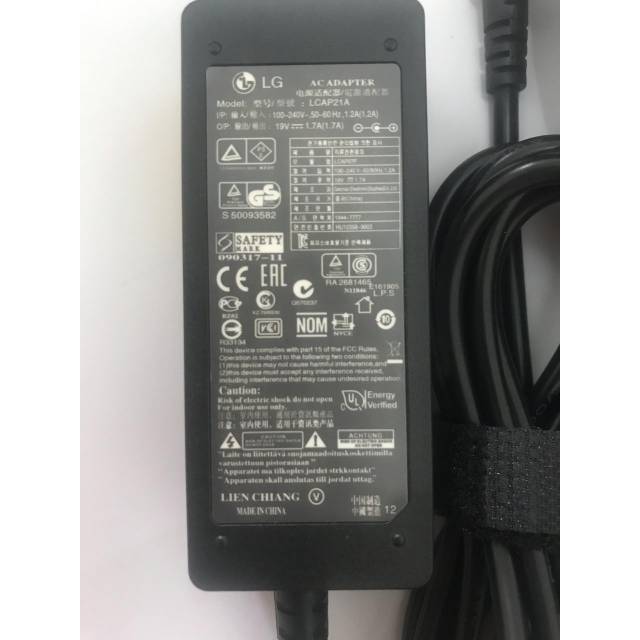 Adaptor Charger TV &amp; Monitor LG Original 19V 1.75A Jarum