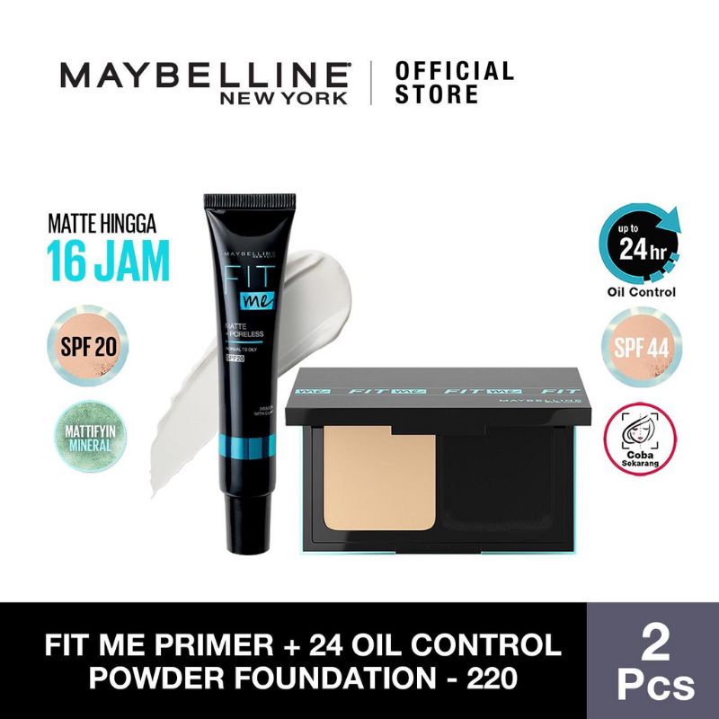 Maybelline Fit Me Primer + 24h Powder Foundation 220 - Makeup