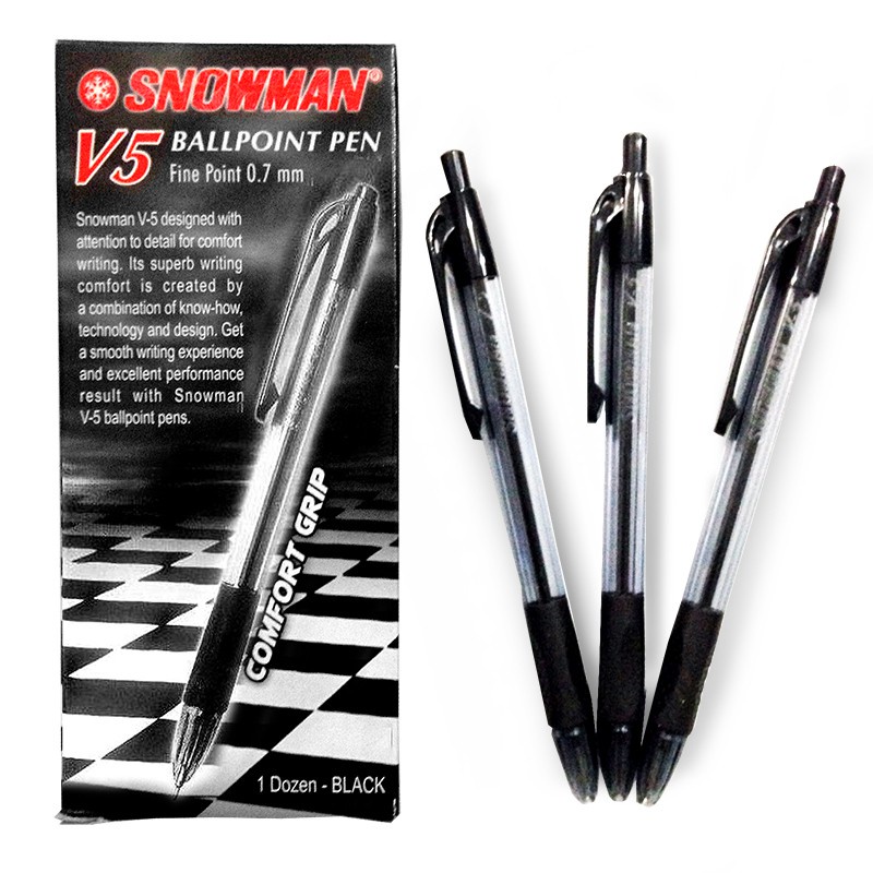 

Pulpen cetek Bolpen Bolpoint Snowman hitam merah biru pena V5 V-5 murah ecer 1pcs