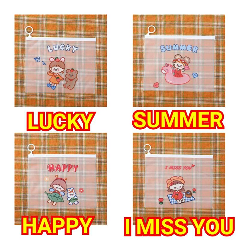 

ZIPPER BAG TRANSPARAN KARAKTER LUCU TEMPAT PENSIL KOREA