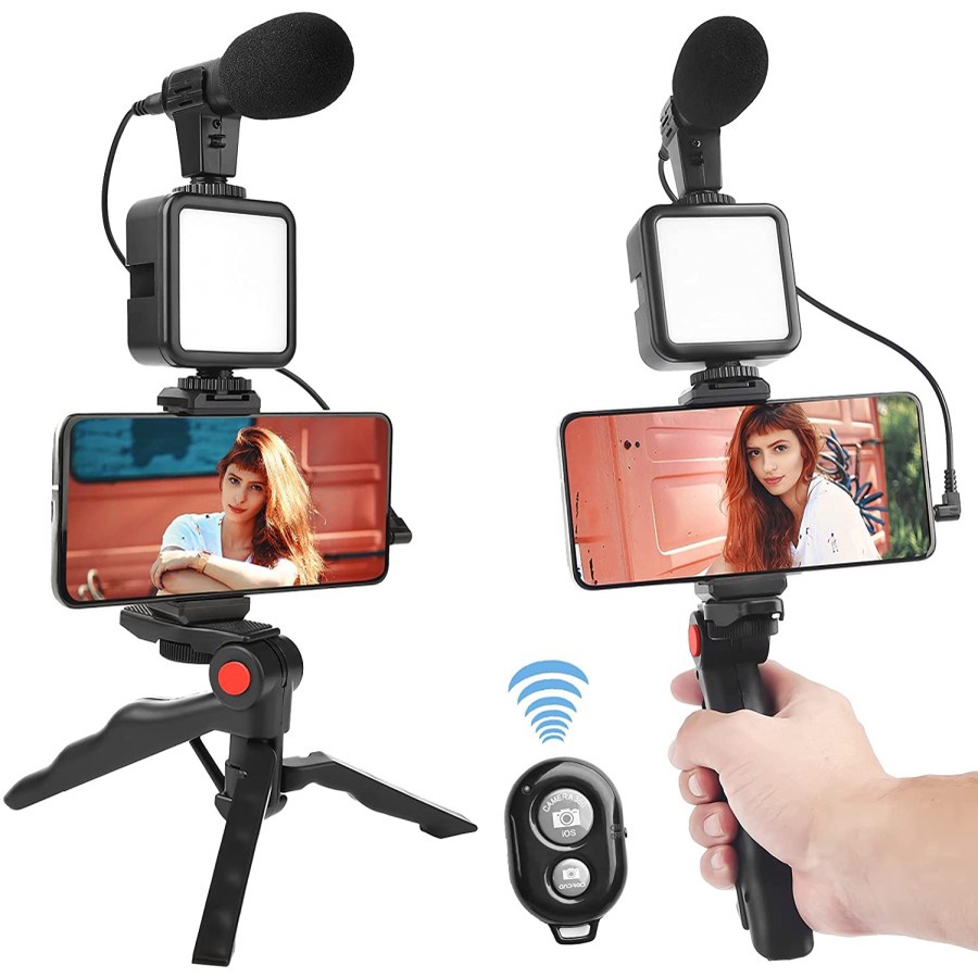 Vlogging Kit 6 in 1 With Tripod Lightning Mic Remote PK-771