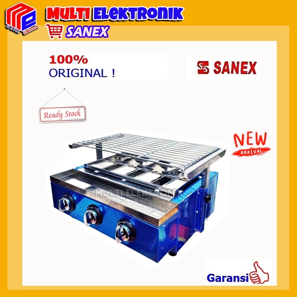 Kompor Panggang 3 Tungku Sanex KP03 -  Kompor Gas untuk Panggang Sosis Sate BBQ Grill