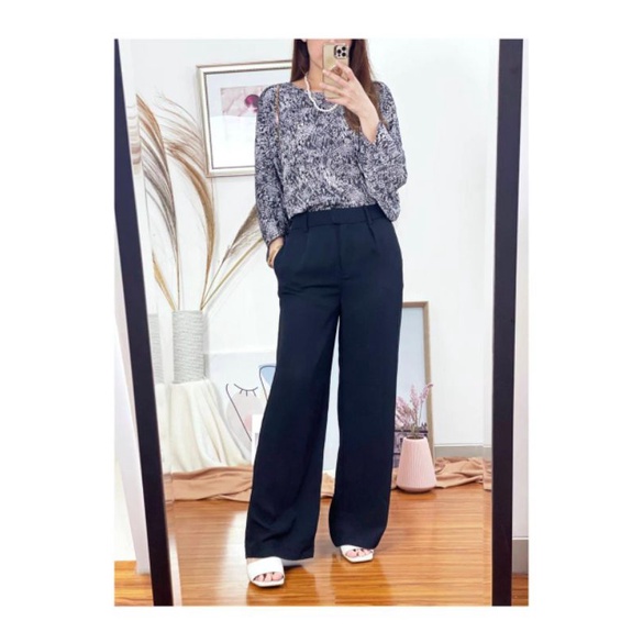 Prologue black wide leg palazzo trouser-8