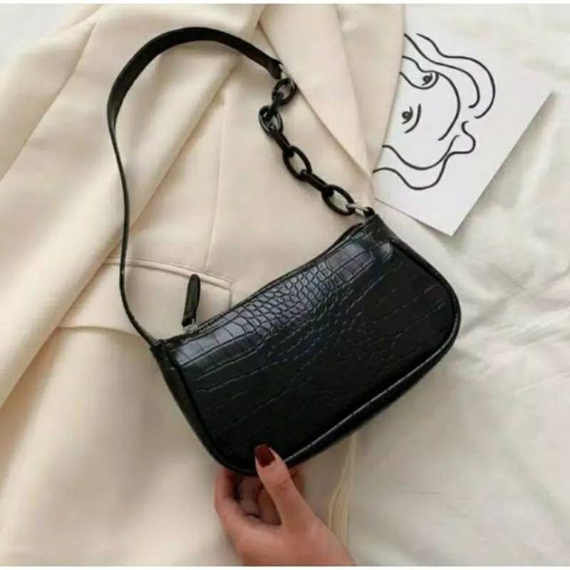 GTM -TAS CROCO BAHU ACRILIC TAS WANITA SHOULDER BAG CROCO