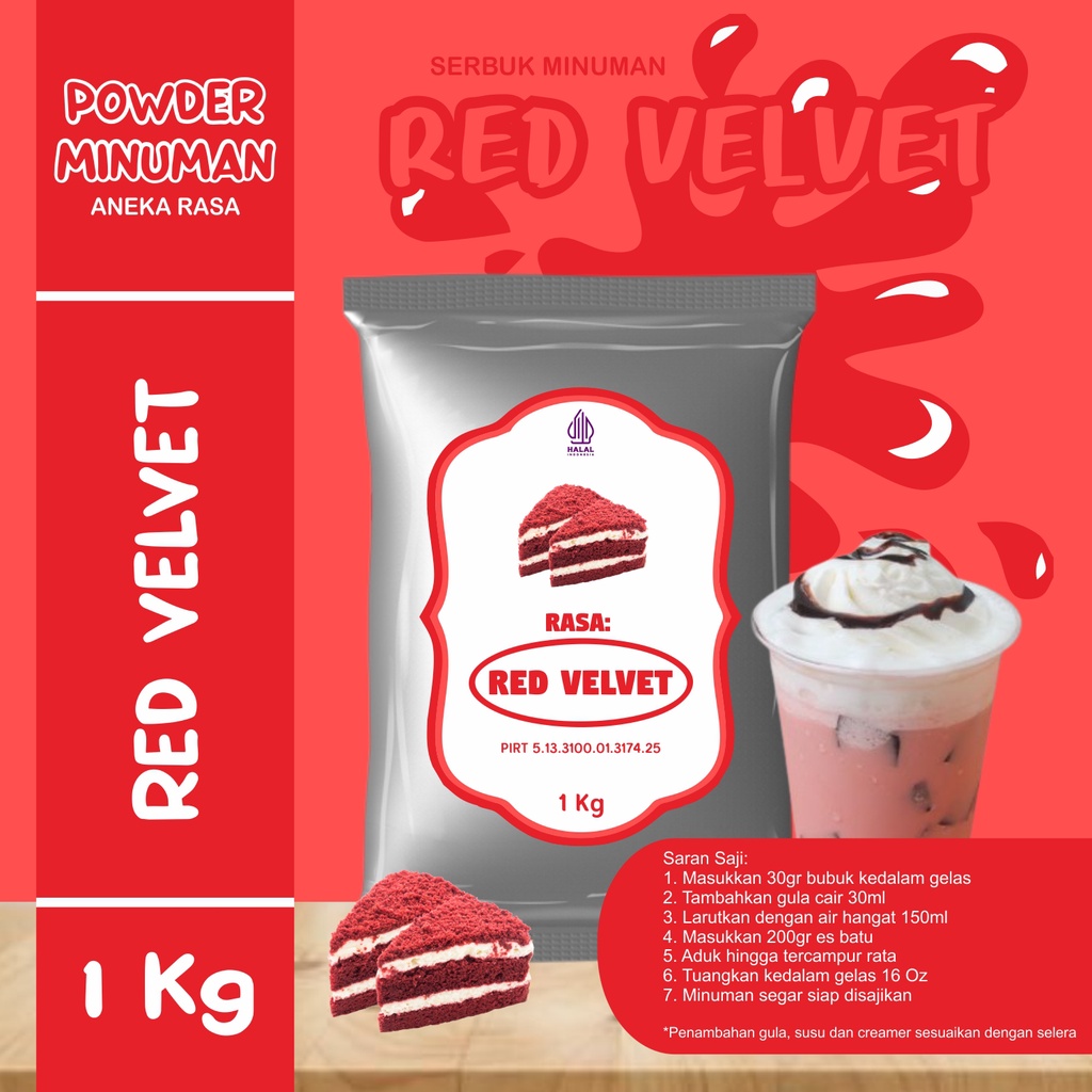 

Bubuk Serbuk Minuman 1kg Rasa Red Velvet Bubuk Minuman Kekinian Standar Instan Drink Red Velvet Flavor Powder Boba Drink