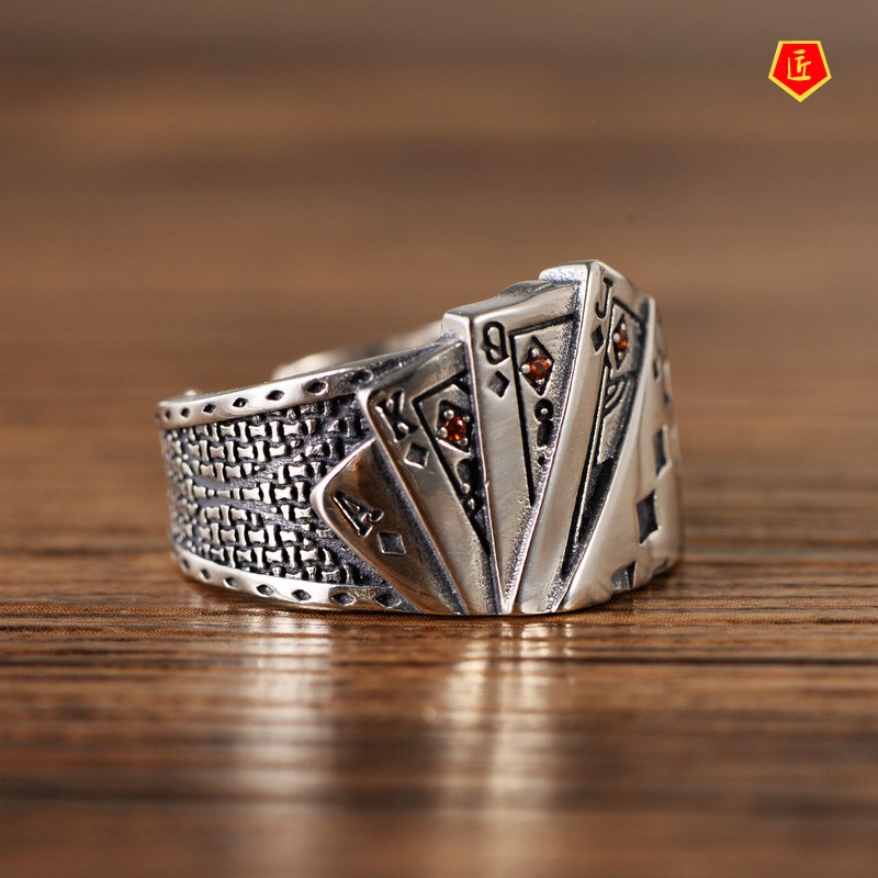 [Ready Stock]Domineering Men's Creative Poker Ring Retro Hip Hop