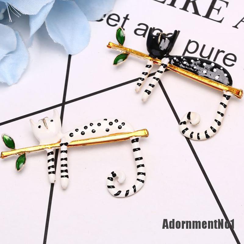 (Adornmentno1) Bros / Pin Motif Kucing + Ranting Untuk Aksesoris Pakaian