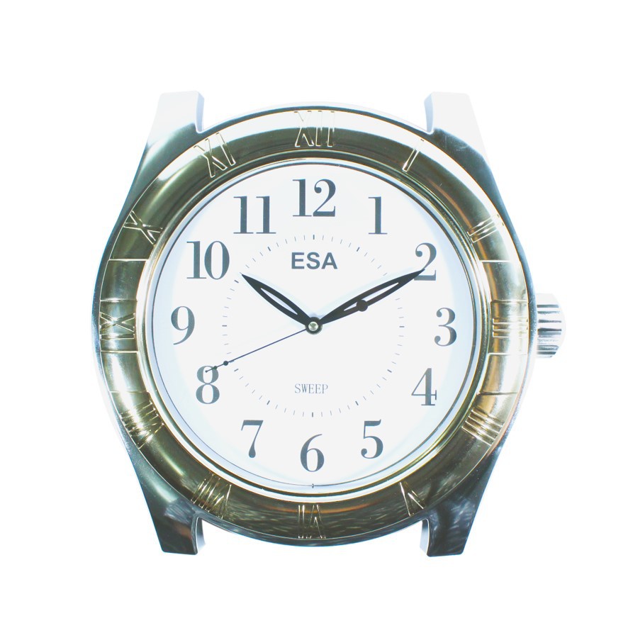 Jam Dinding Bentuk Arloji Vintage Classic Design Sweep Movement Warna Silver Free Baterai