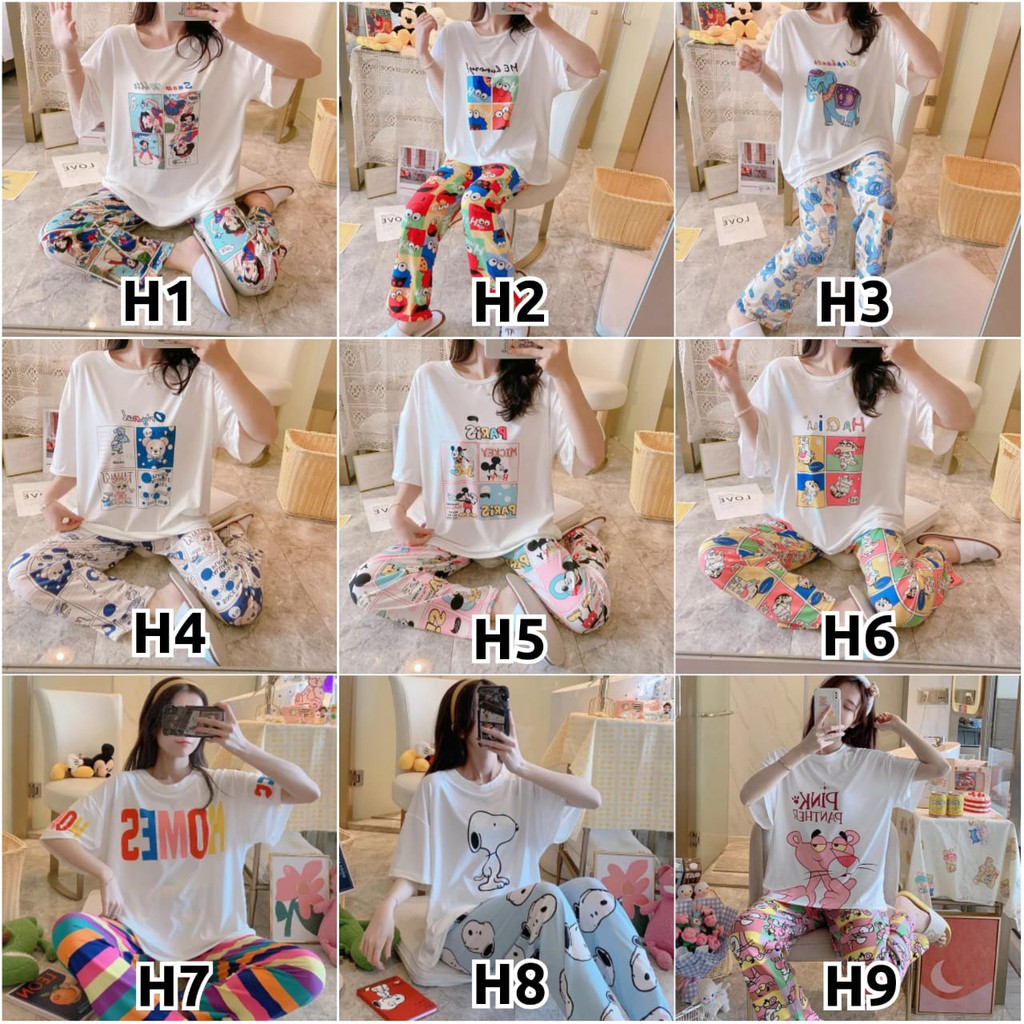 Baju Tidur Piyama Set/Piyama Wanita Import/Baju Piyama Celana Panjang/Woman Sleep Wear-1