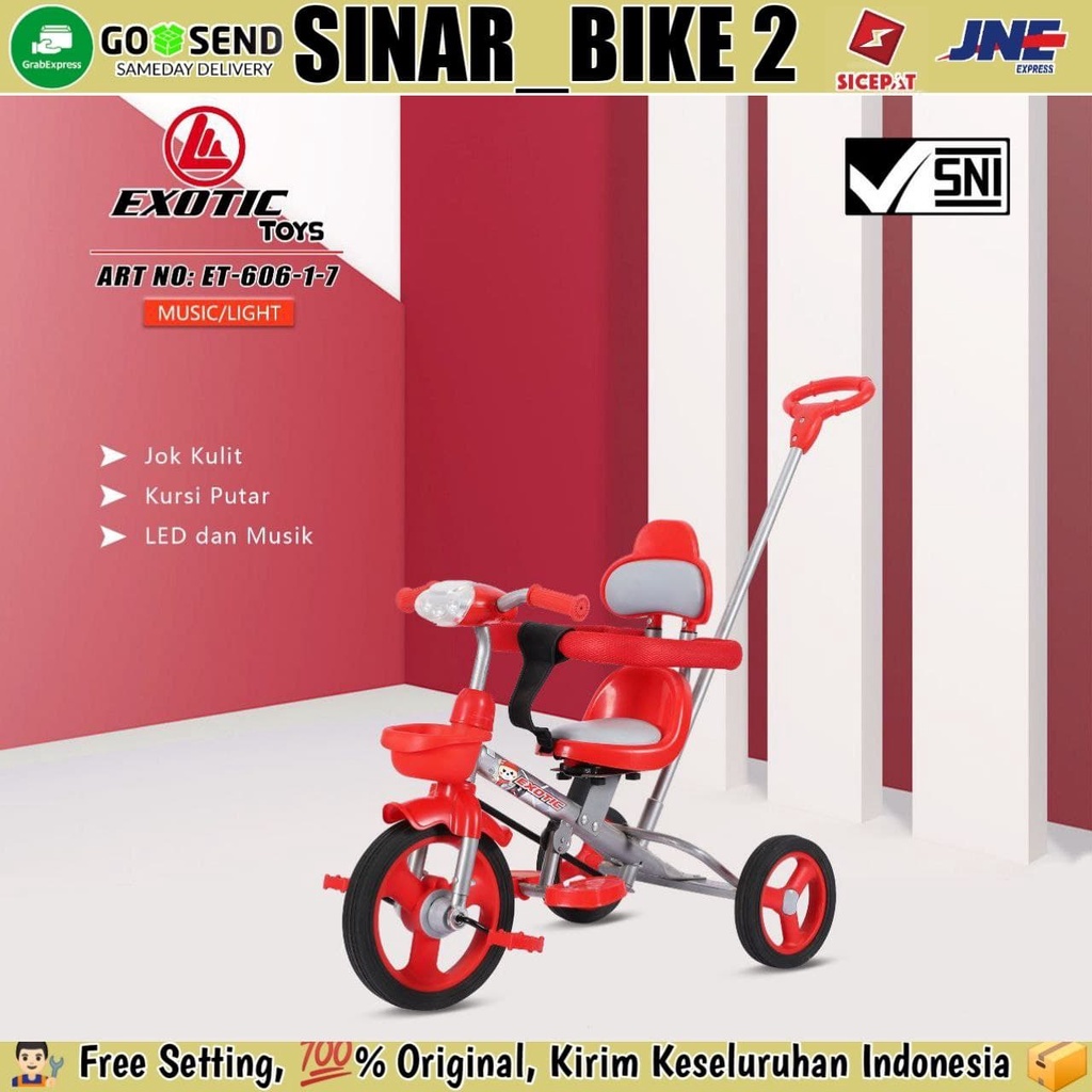 Sepeda Roda Tiga EXOTIC ET 606-1-7 Kursi Putar Ban Karet Tricycle Anak