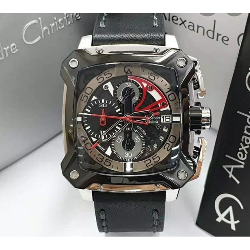 Jam tangan Alexandre Christie AC 3038 black ring silver