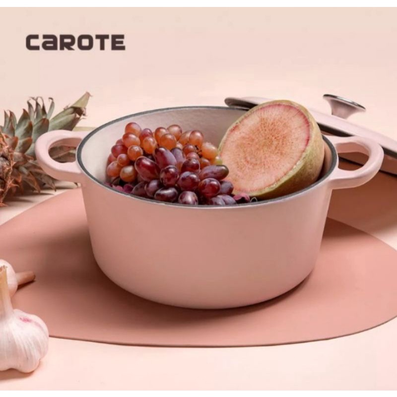 Carote Panci Enamel Pot Cast Iron Anti Lengket 23 CM - Pink