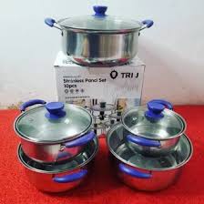 1 SET ISI 5PCS PANCI SOUP POT STAINLESS STEEL TUTUP KACA GAGANG KUPING WARNA