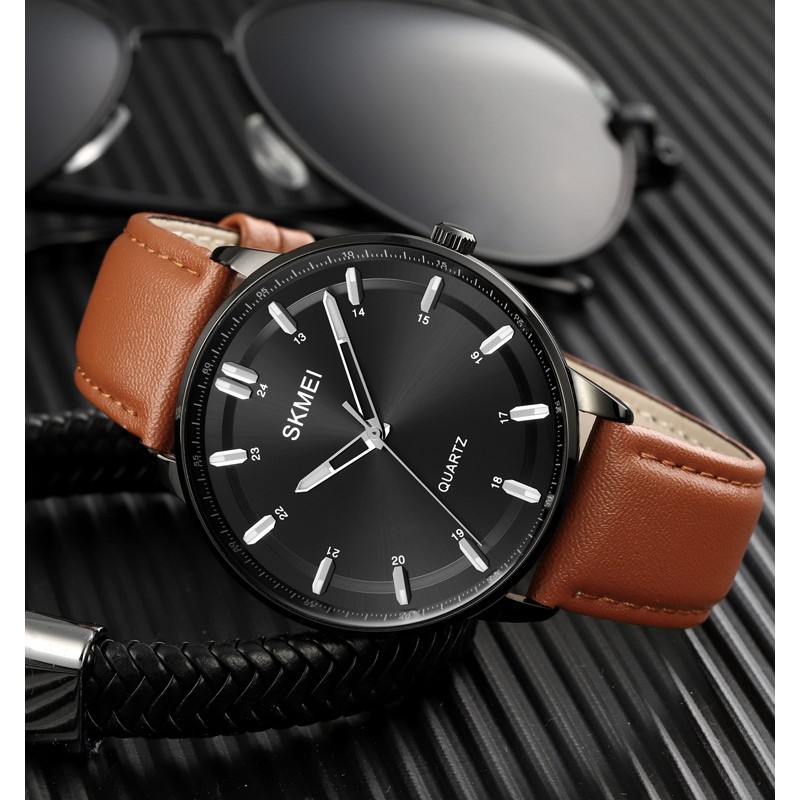 SKMEI 1662 Jam Tangan Pria Analog Chronograph Casual Quartz Tali Kulit WATCHKITE WKOS