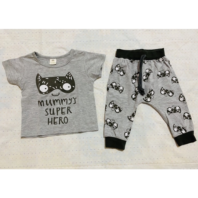 Setelan kaos dan celana panjang bayi merk Kids Tales preloved dapat 1 stel
